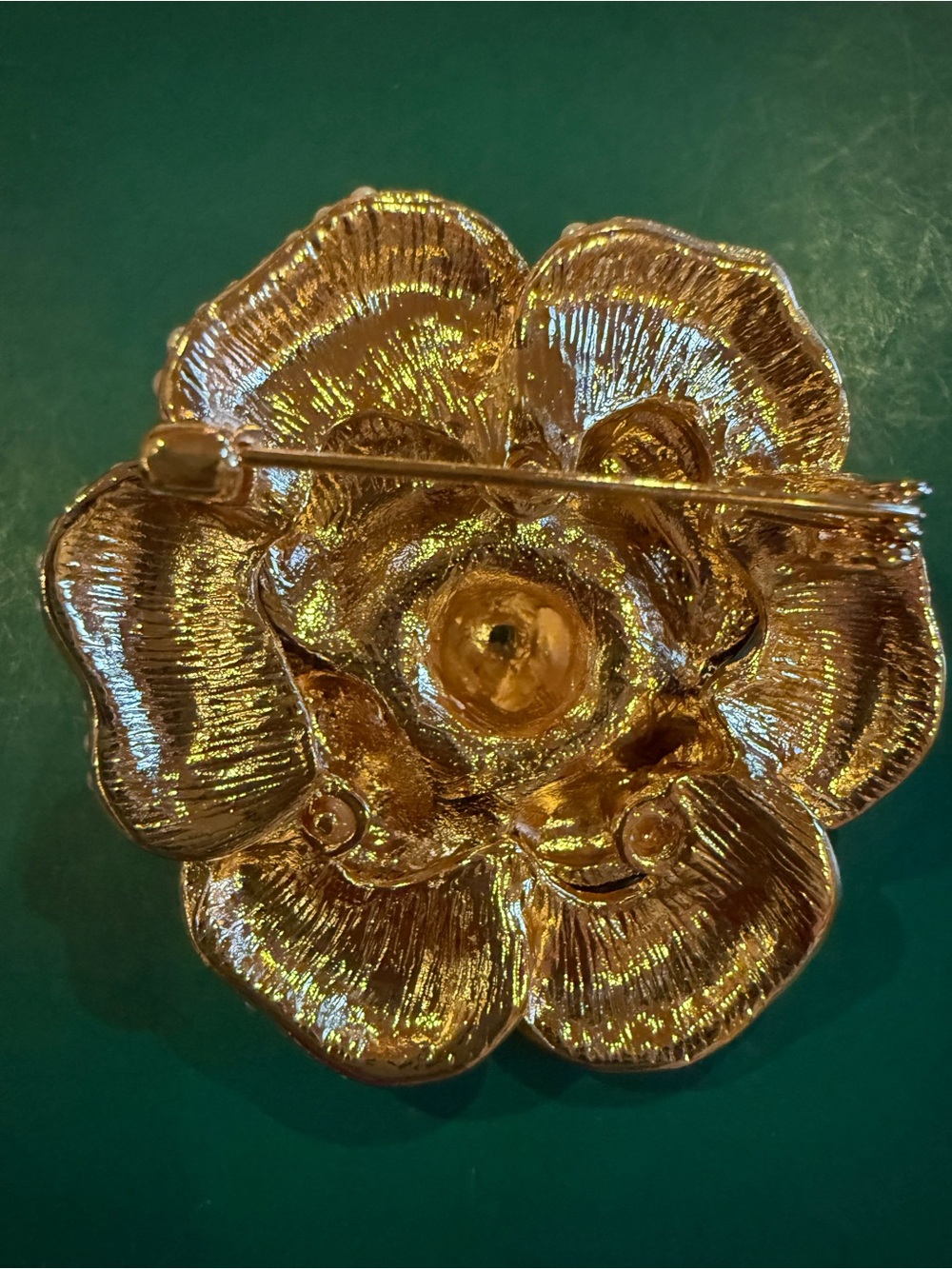 Camellia Pearl Black Enamel Brooch - Picture 5 of 7